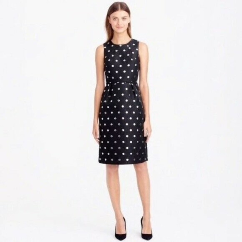 J. Crew Polka Dot Jacquard Party Dress in Silver